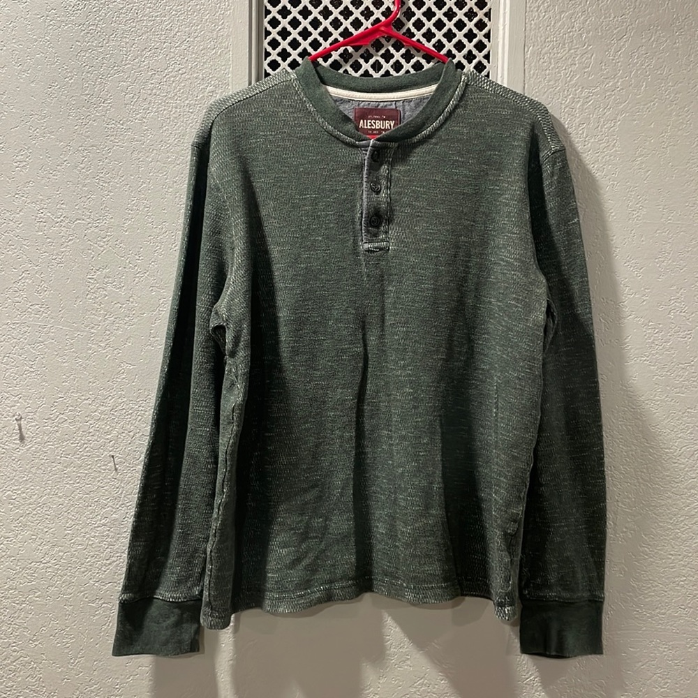 Stitch Fix Alesbury men’s green textured long sleeve shirt, size medium